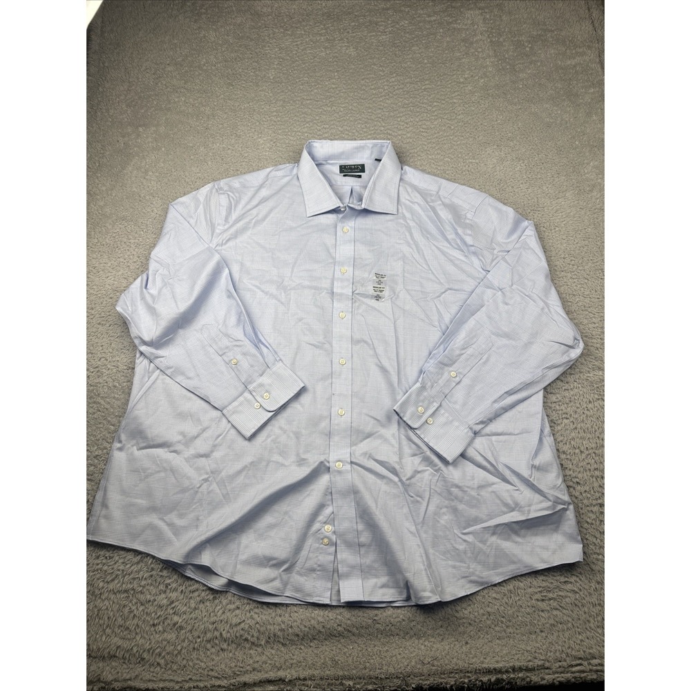 LRL‎ Ralph Lauren Shirt Mens 20 34/35 4XL Reg Blue Glen Plaid Supima Cotton NEW